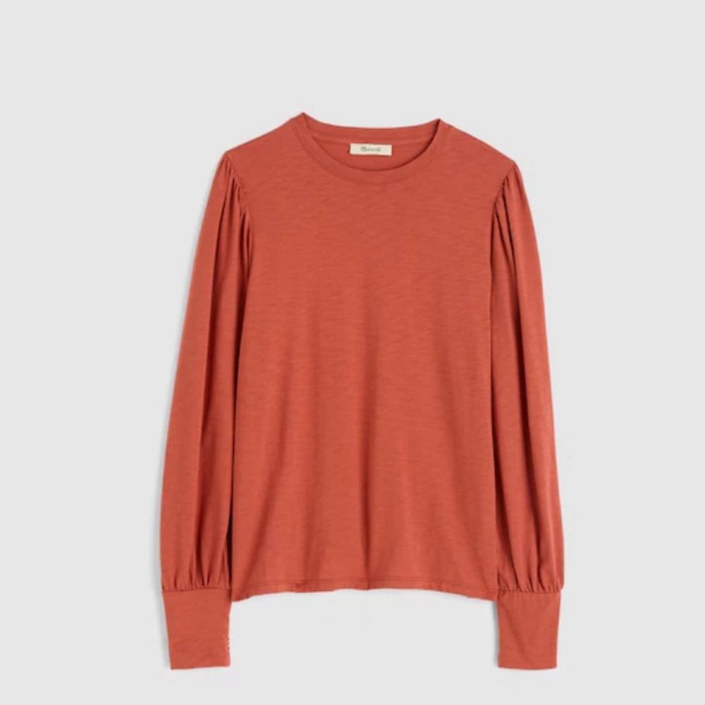 Madewell Smocked Long-Sleeve Top in Soft Slub